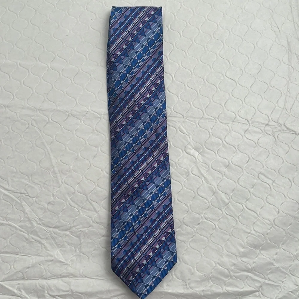Missoni multicolor blue purple black pattern silk tie - Picture 1 of 4